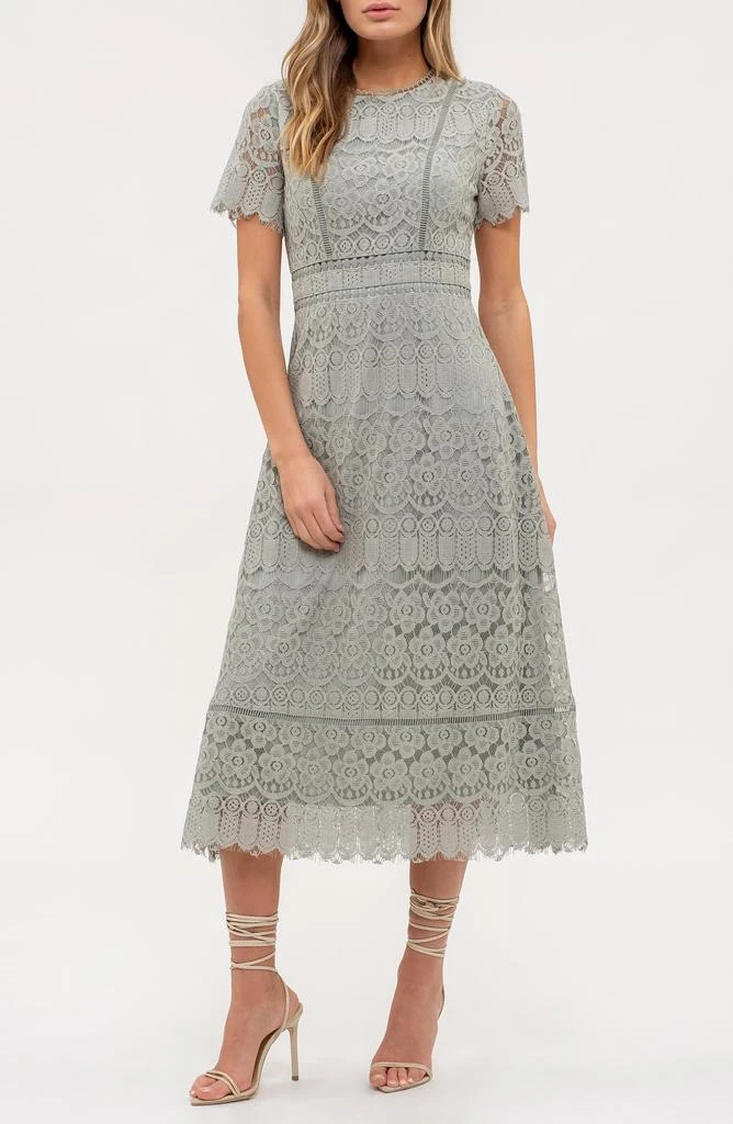 AUGUST SKY Scalloped Lace Midi Dress 4