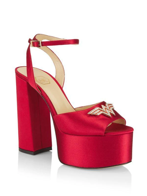 Nalebe Warner Bros X Nalebe Wonder Woman 130MM Silk & Crystal Platform Sandals 2