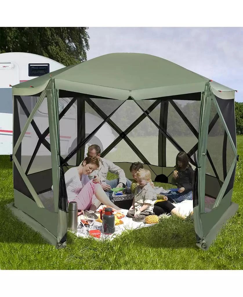 Costway 1.5 X 11.5 FT 6-Sided Pop-up Screen House Tent With 2 Wind Panels for Camping 2