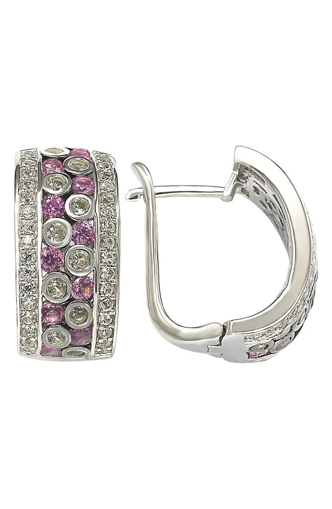 Suzy Levian Sterling Silver 
Pink Sapphire Huggie Hoop Earrings