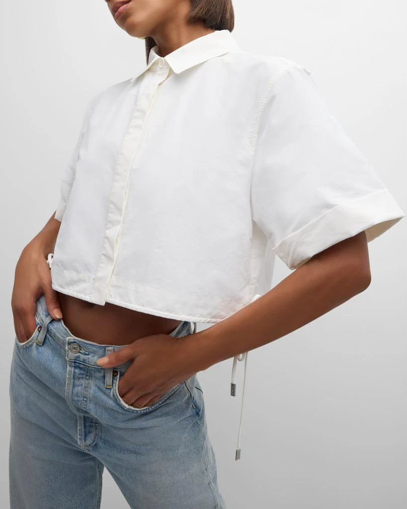 SIMKHAI Ryett Short-Sleeve Cropped Shirt 7