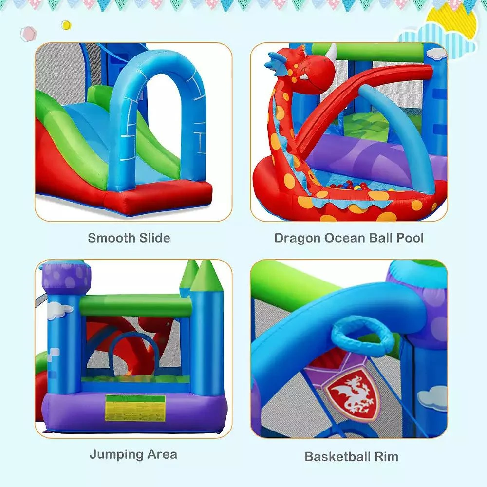 Slickblue Kids Inflatable Bounce House Dragon Jumping Slide Bouncer Castle Fun Outdoor Playset for Kids 2