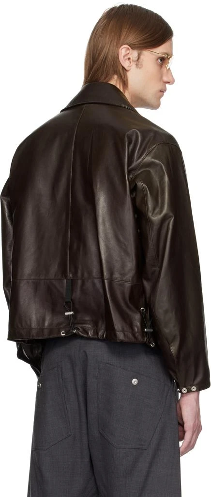 Omar Afridi Brown Drawcord Leather Jacket 3