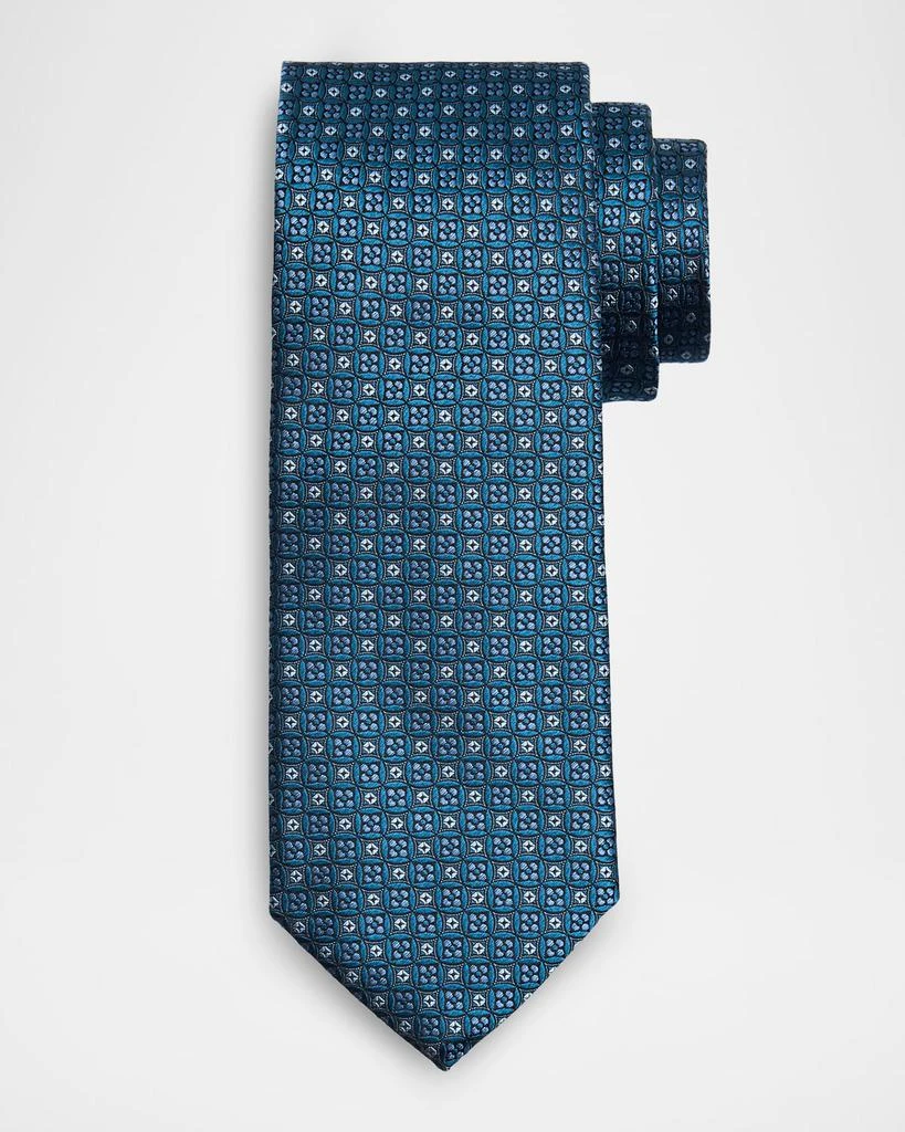Canali Men's Round Medallion Silk Jacquard Tie 1