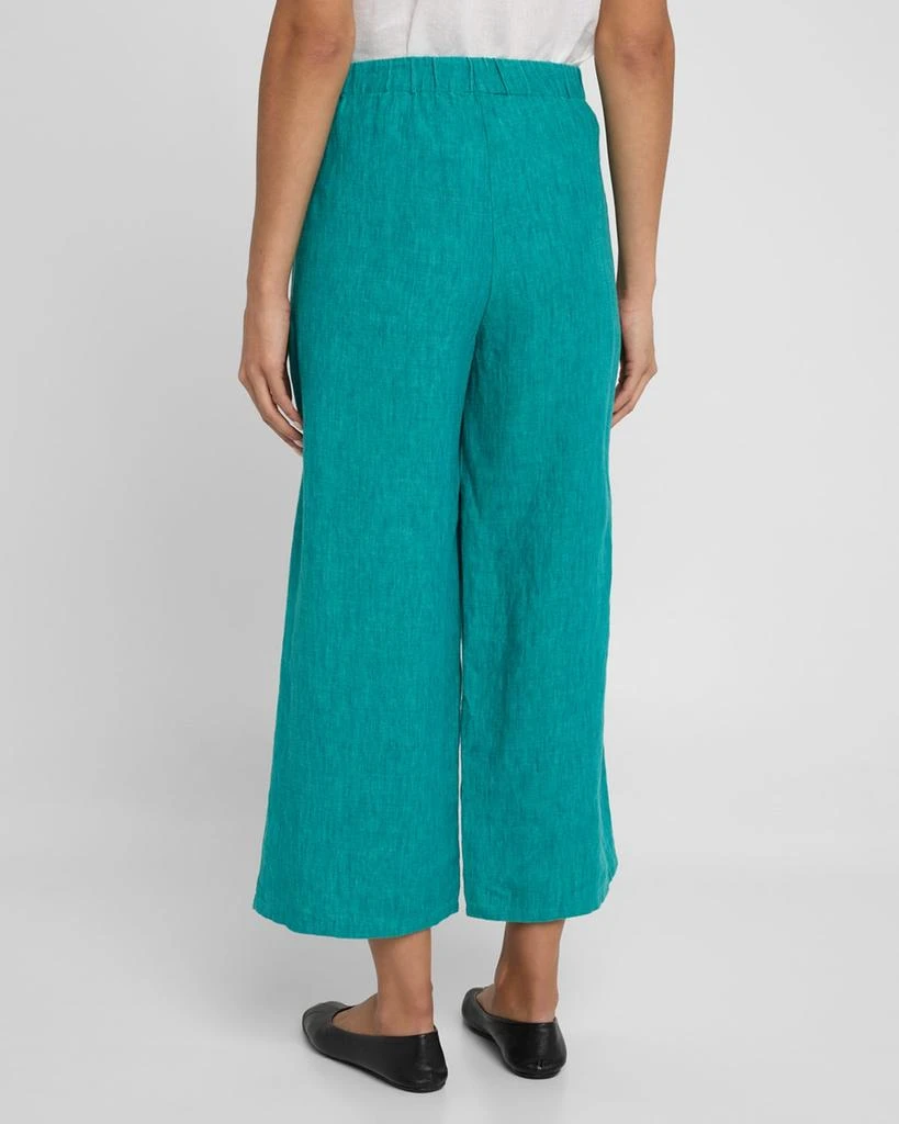 Eileen Fisher Cropped Wide-Leg Organic Linen Pants 3