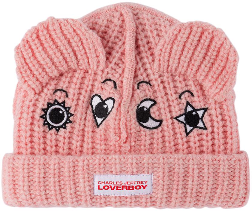 Charles Jeffrey LOVERBOY Baby Pink Chunky Ears Beanie