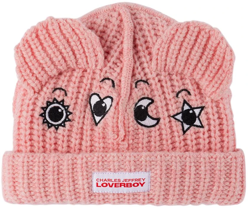 Charles Jeffrey LOVERBOY Baby Pink Chunky Ears Beanie 1