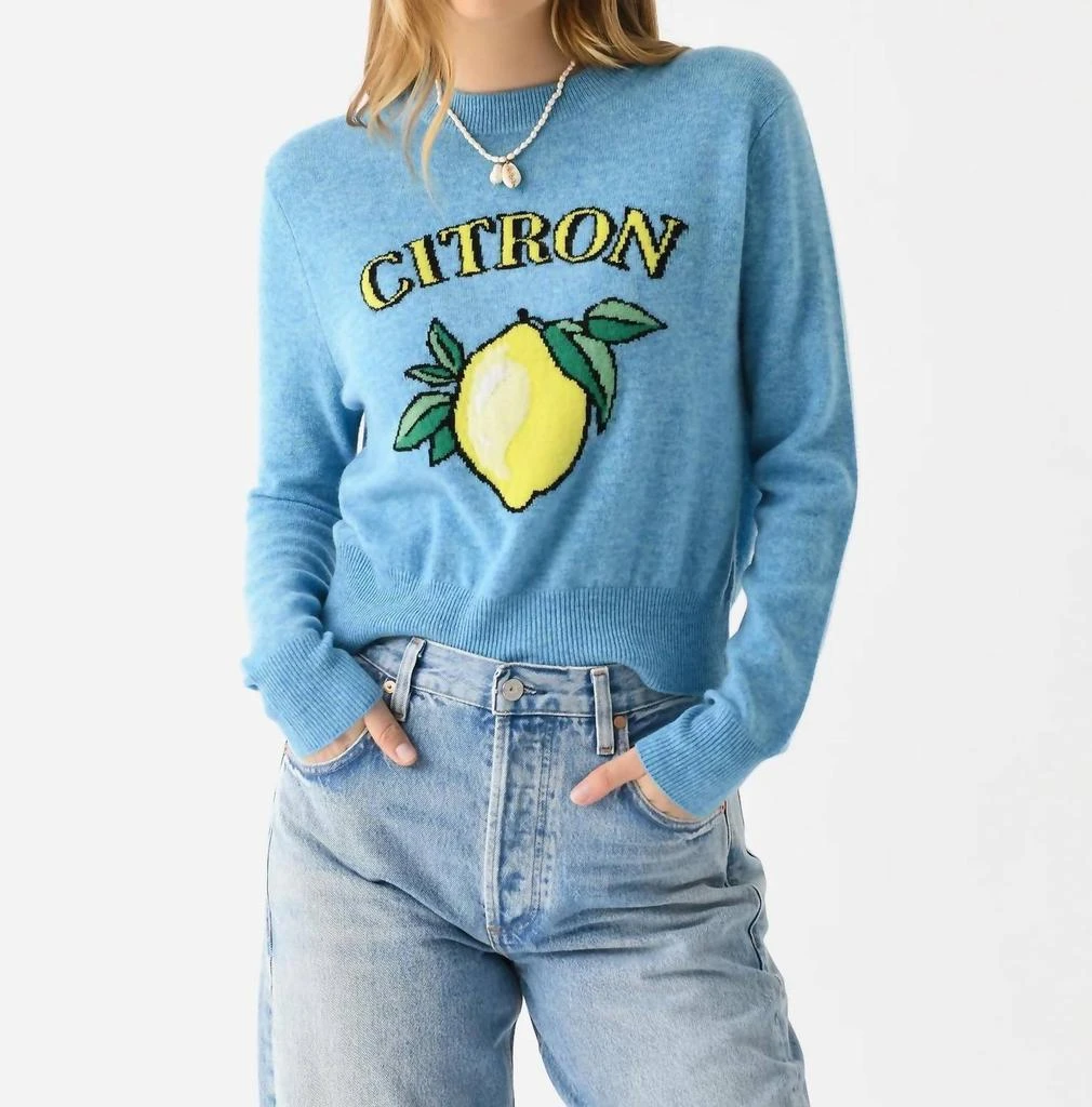 White + Warren Cashmere Citron Sweater In Blue 1