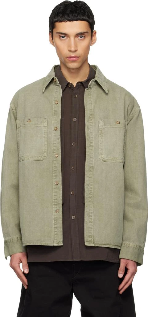 LE17SEPTEMBRE Green Garment-Dyed Denim Shirt