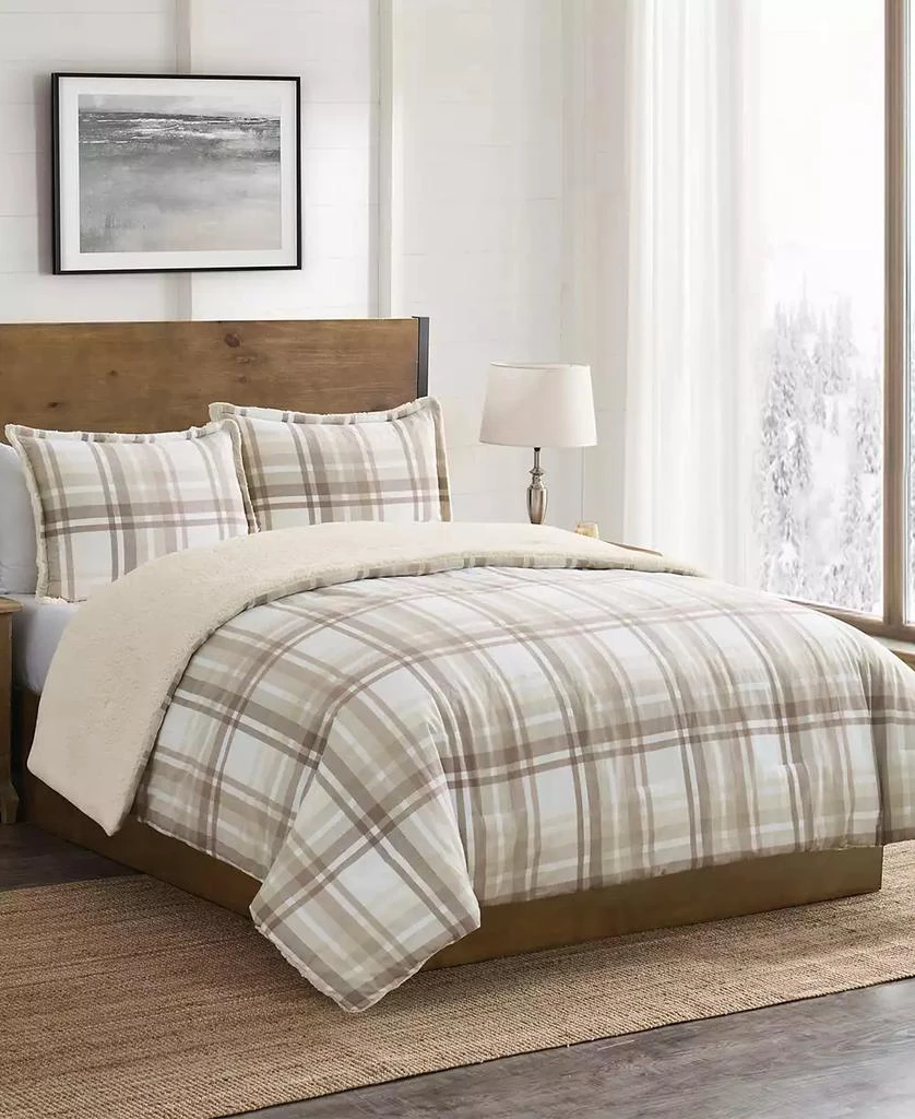 VCNY Home Plaid Brushed Flannel and Sherpa 3-Pc. Comforter Set 5