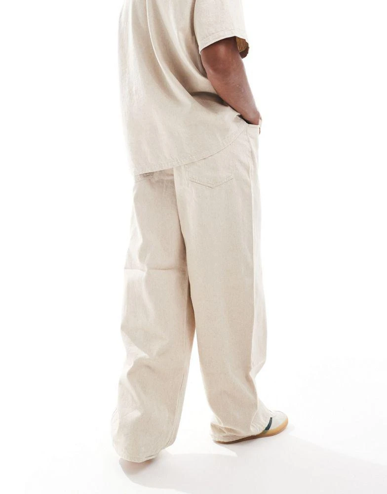 Weekday Weekday Astro heavyweight linen trousers in beige 3