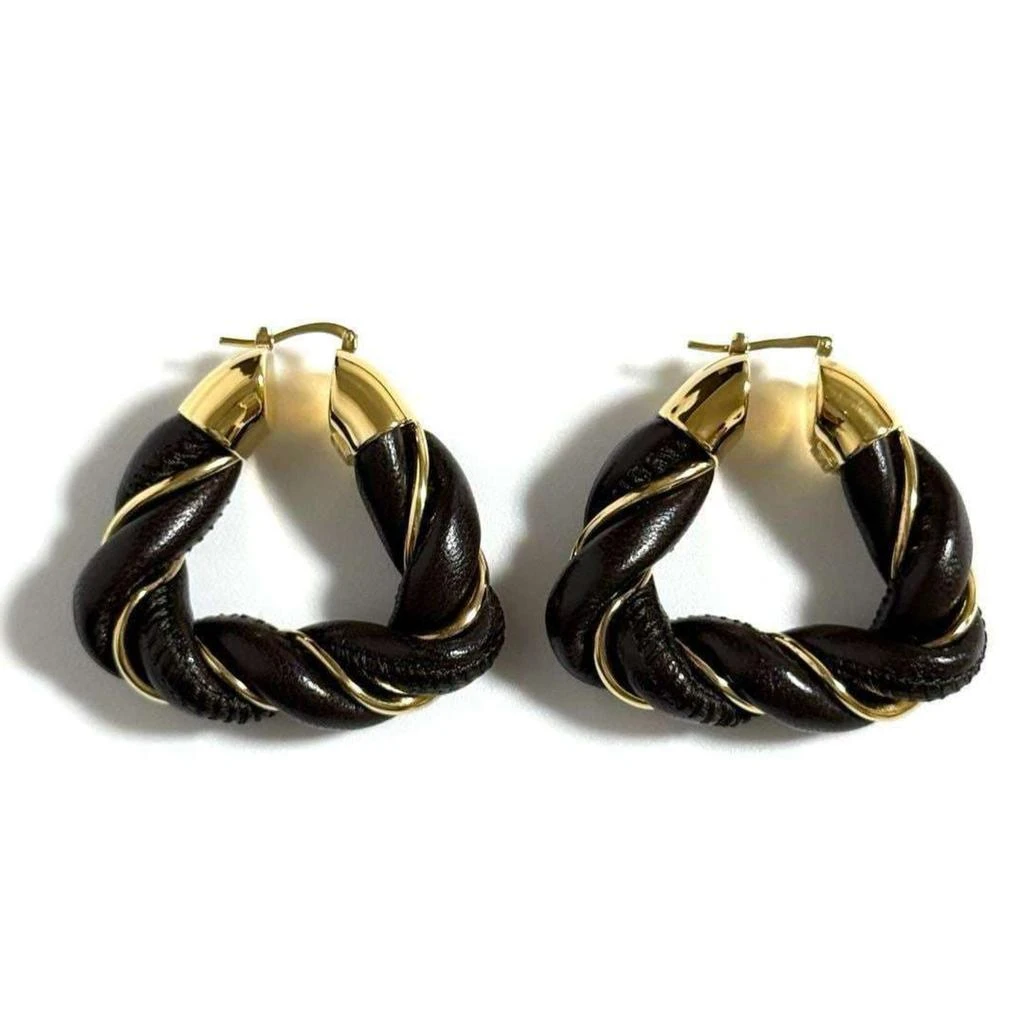 Bottega Veneta Leather 925 Hoop Earrings (Pre-Owned) 2