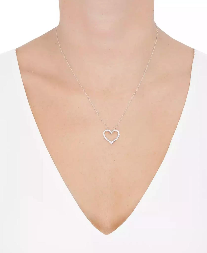 Macy's Diamond Open Heart Pendant Necklace (1/2 ct. t.w.) in 14k White Gold, 16" + 2" extender 2