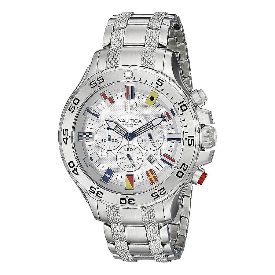 Nautica Flag Chronograph Quartz Silver Dial Men's Watch N20503G 1