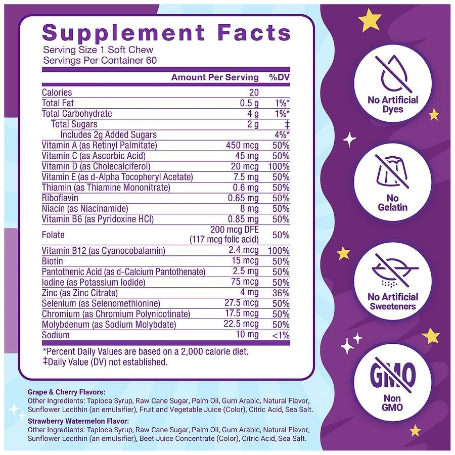 Force Factor Kids Super Chews Multivitamin 3 Fruity Flavors 5