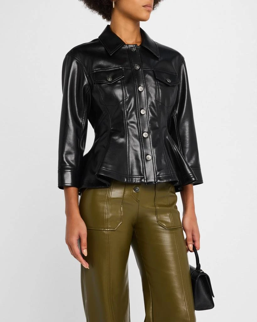 Cinq a Sept Gina Vegan Leather Peplum Jacket 4