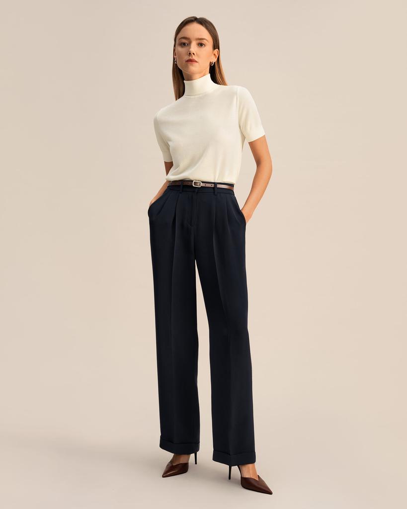LILYSILK Timeless Pleated Wide-Leg Dense Silk Trousers