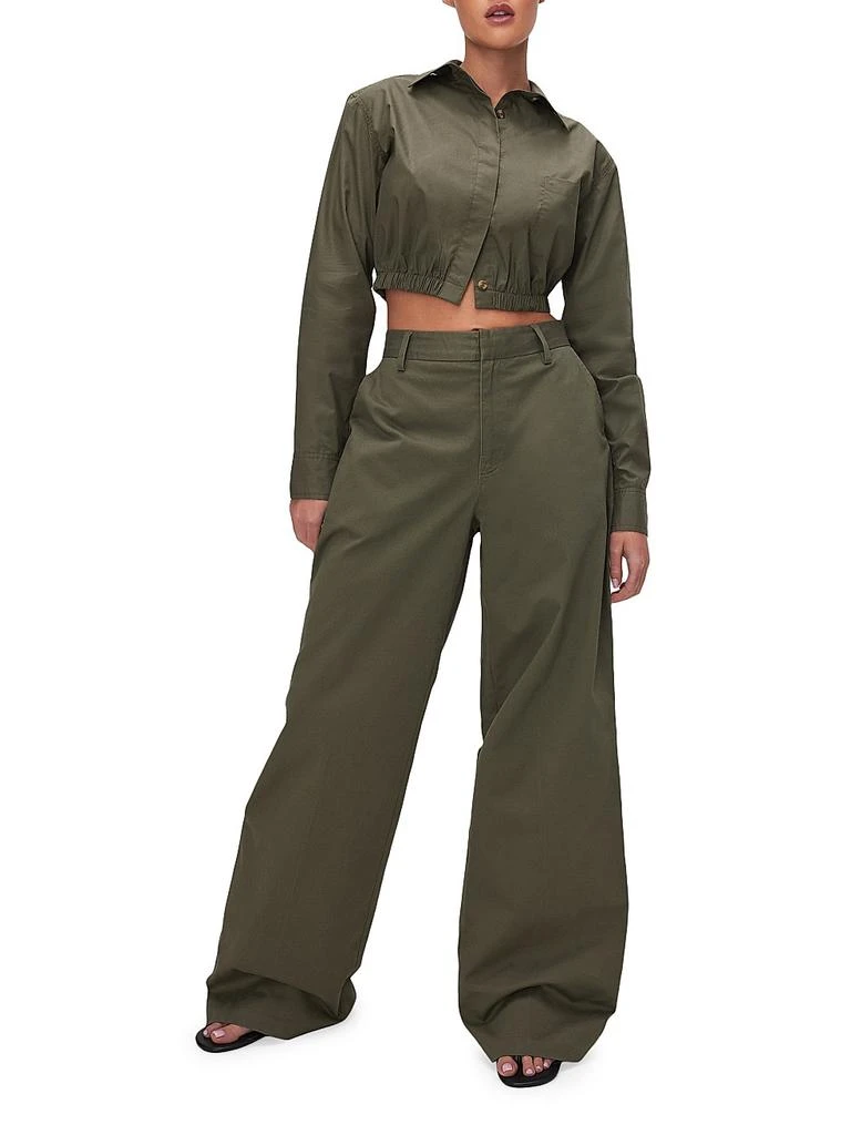 Good American Coated Poplin Cropped Shirt 2