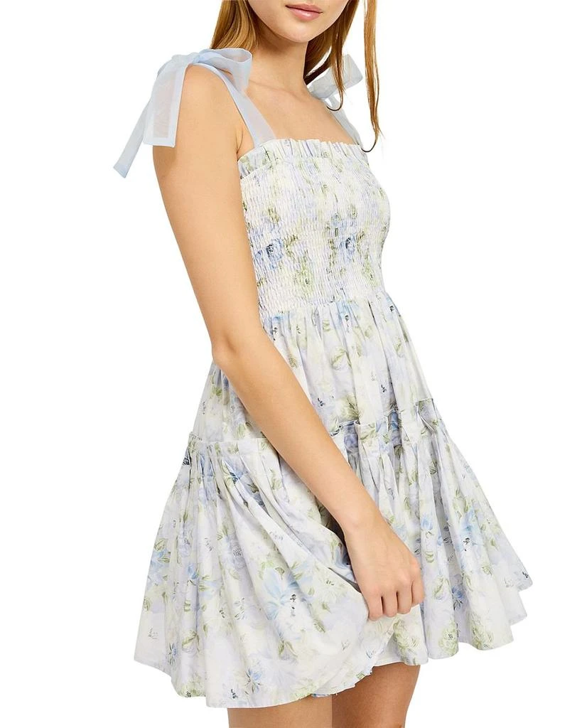 En Saison Smocked Contrast Organza Tie Mini Dress 4