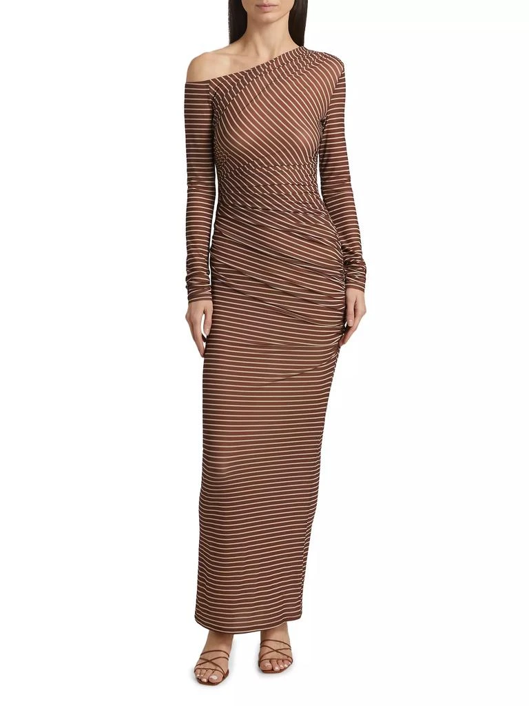 Ronny Kobo Annamaria Striped One-Shoulder Dress 3