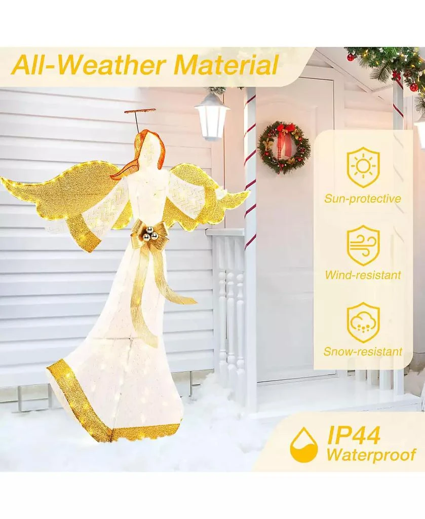 Costway 5.2 FT Lighted Angel with Halo & Bow Zip Ties & Ground Stakes 180 LED Lights 4
