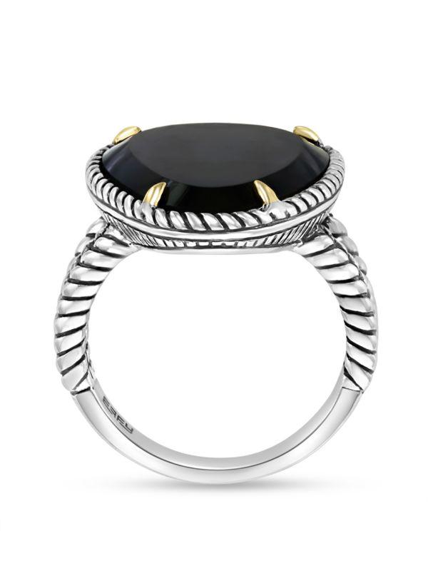 Effy ENY 18K Yellow Gold, Sterling Silver & Onyx Ring