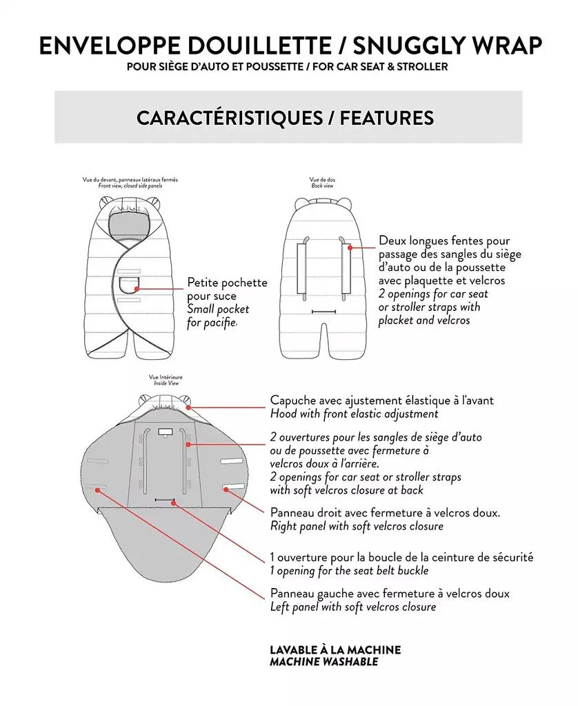 Deux par Deux Baby Unisex Snugly Baby Wrap Designed for Car Seat and Stroller Off-White - Baby 6