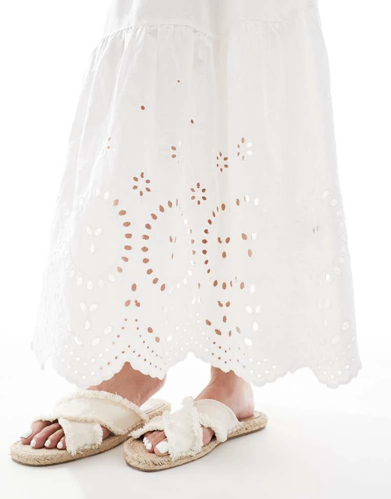 New Look ribbed racer embroidered midi dress in white  On Sale Now with Up  to 10% Off | Discover Exclusive Deals & Savings at BeyondStyle  Authentic  New Look Home|women with