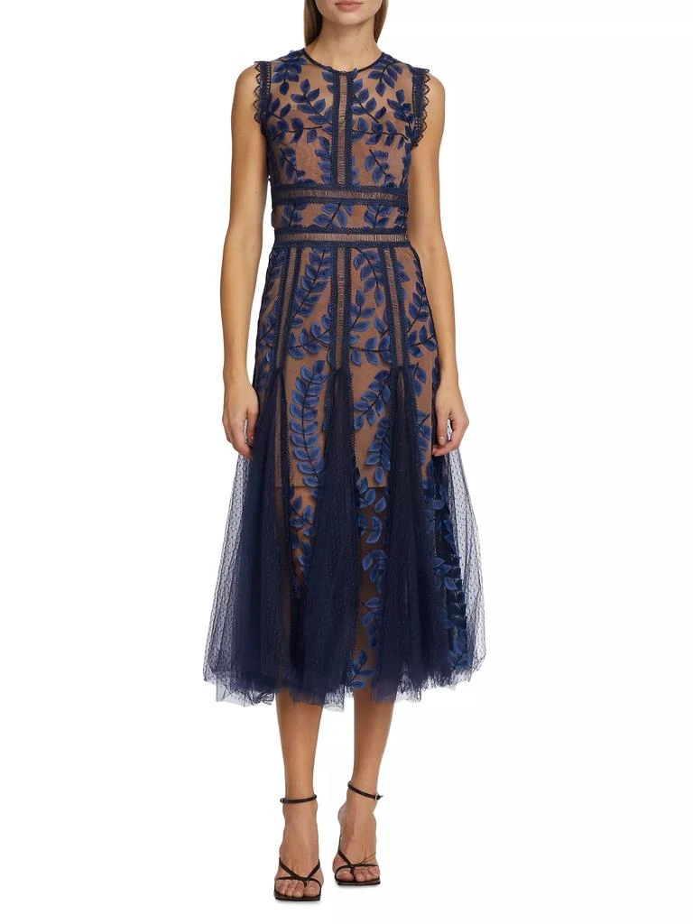 BRONX AND BANCO Saba Embroidered Mesh Midi-Dress 3