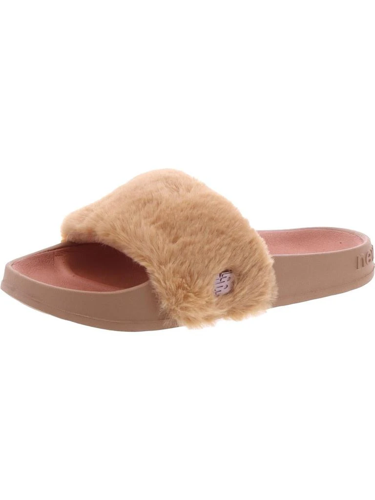 New Balance 200 Fuzzies Womens Faux Fur Footbed Slide Sandals 1