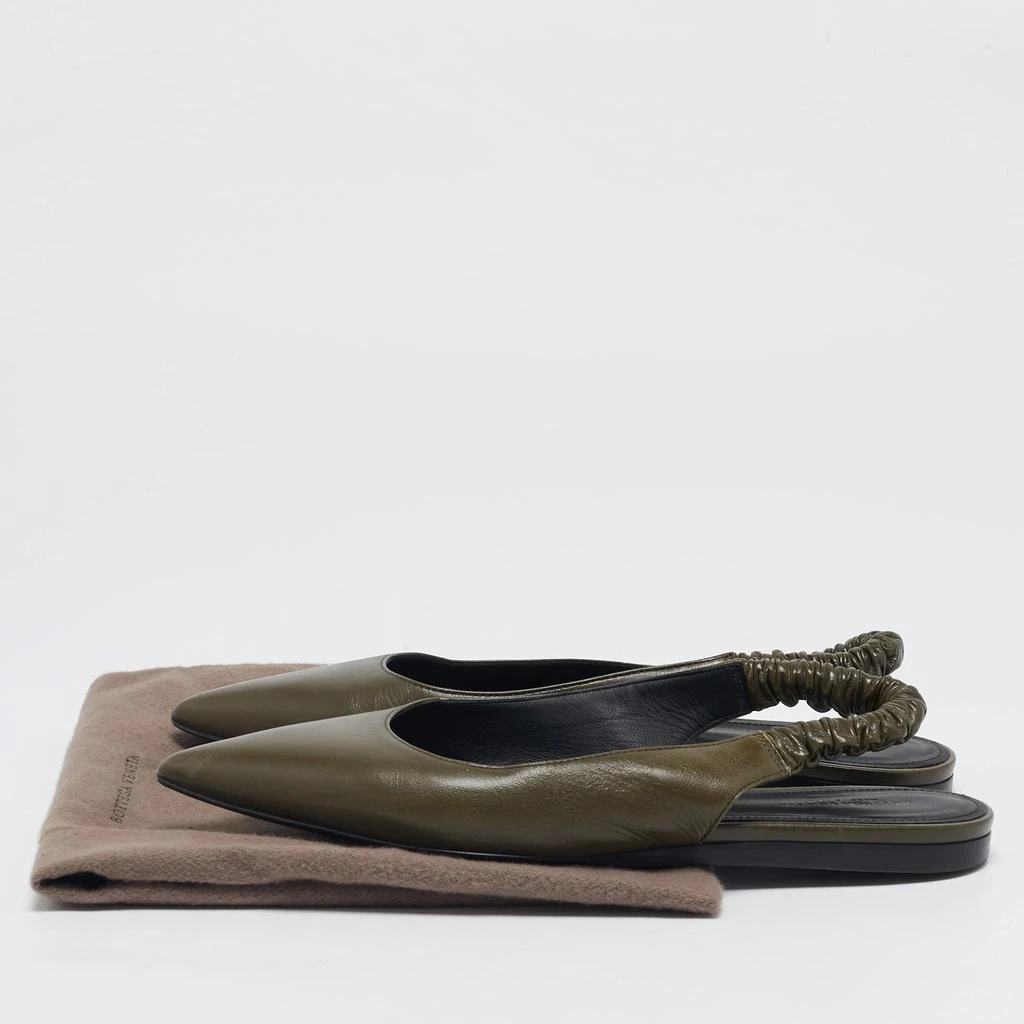 Bottega Veneta Bottega Veneta Olive Green Leather Slingback Pointed Toe Flat Pumps Size 38 9