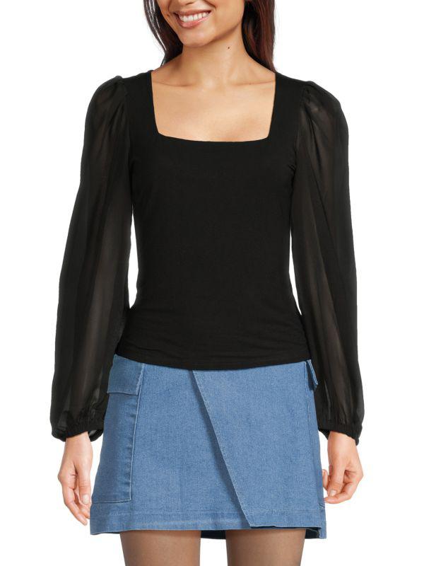 Lea & Viola Sheer Sleeve Top