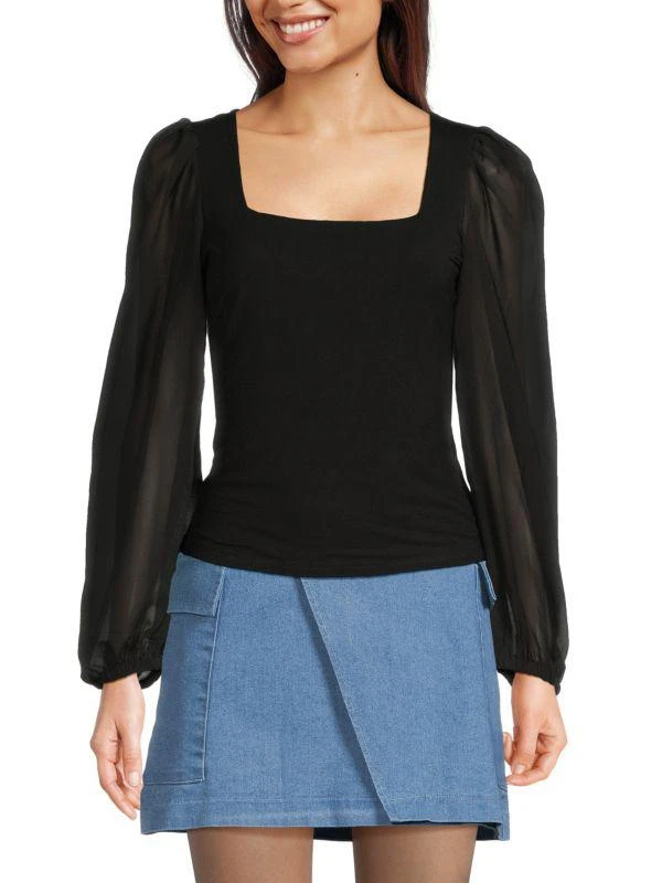 Lea & Viola Sheer Sleeve Top 1