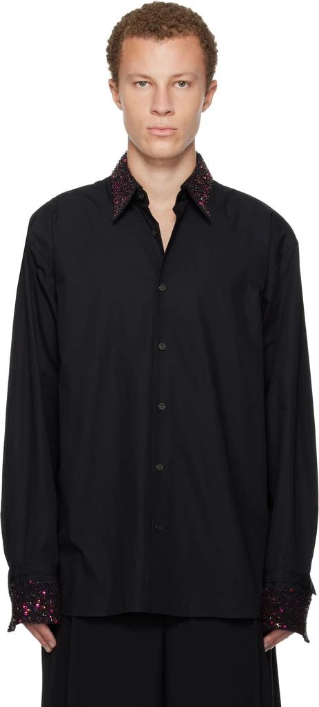 Dries Van Noten Black Sequinned Trim Shirt 1