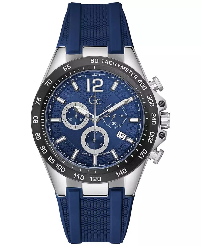 GUESS Gc Audacious Men's Swiss Silver-Tone Stainless Steel Strap Watch 44mm 1