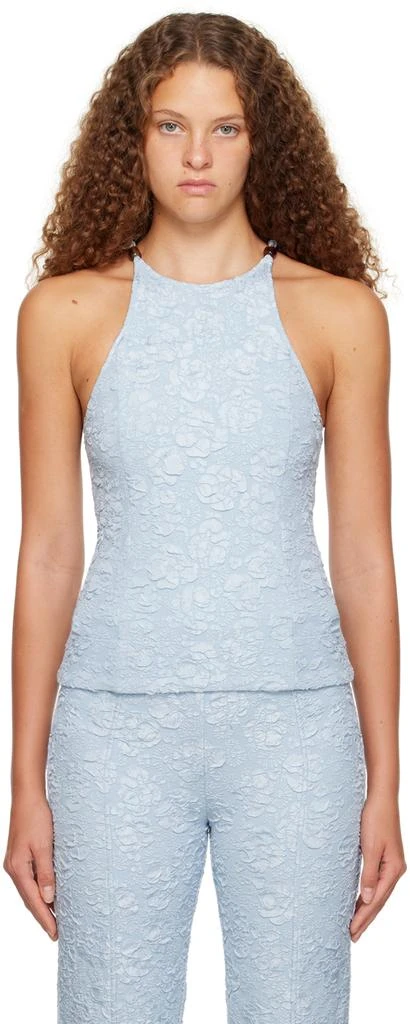 Ganni Blue Jacquard Tank Top 1