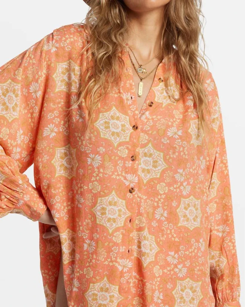 Billabong Dream Space Blouse Long Sleeve Shirt In Sweet Papaya 4
