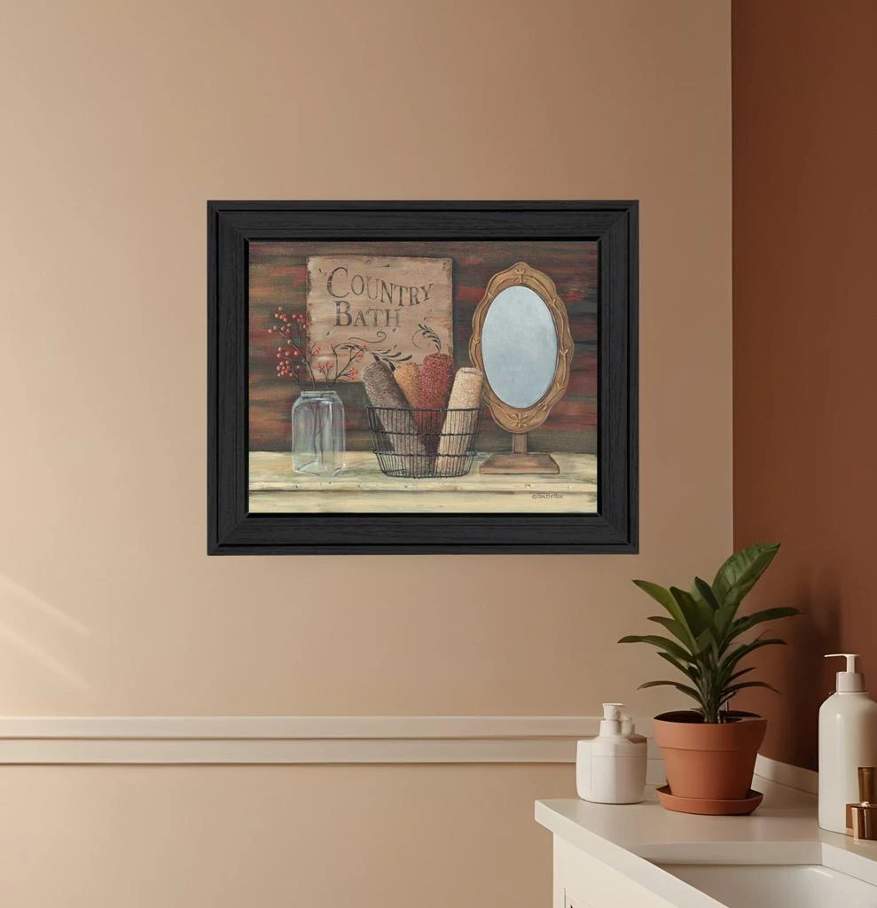 Hivvago Country Bath 3 Black Framed Print Bathroom Wall Art