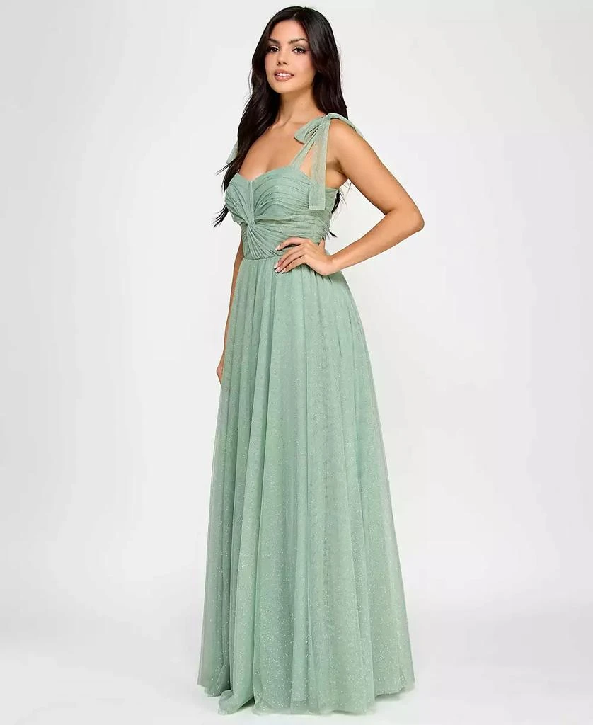 City Studios Juniors' Twist-Front Shoulder-Tie Glitter Gown 2