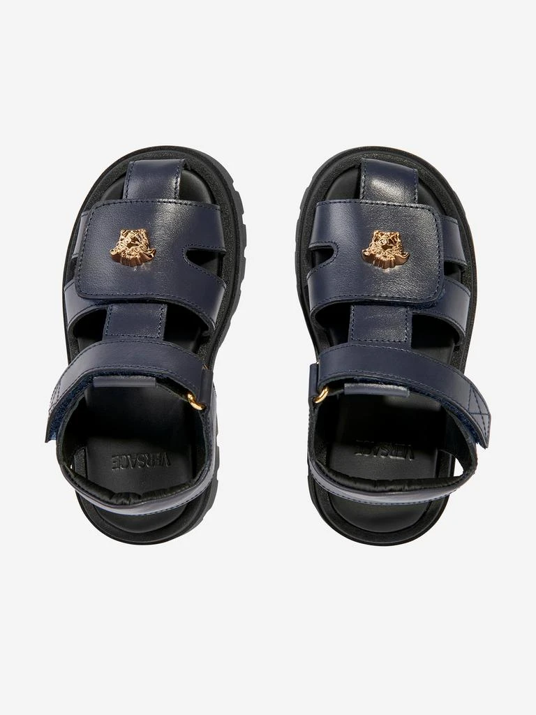 Versace Versace Kids Leather Medusa Logo Sandals in Black 4