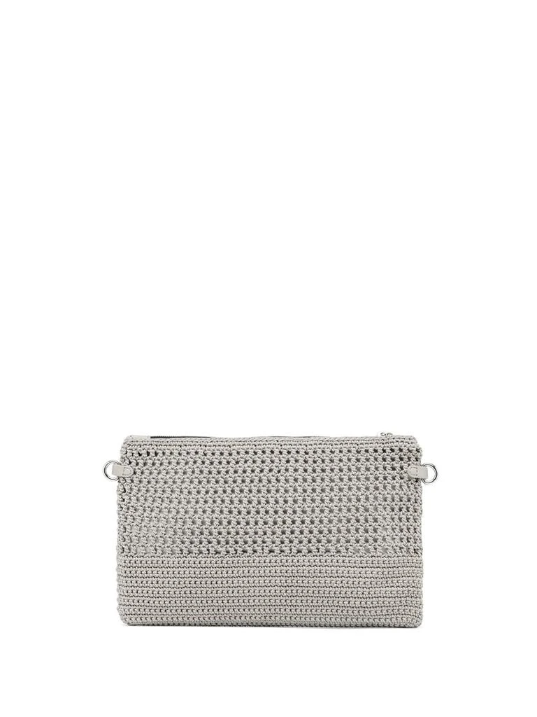 Gianni Chiarini Gray Victoria Clutch Bag In Crochet Fabric 3