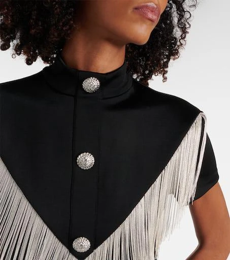 Balmain Embellished fringed jersey minidress 4