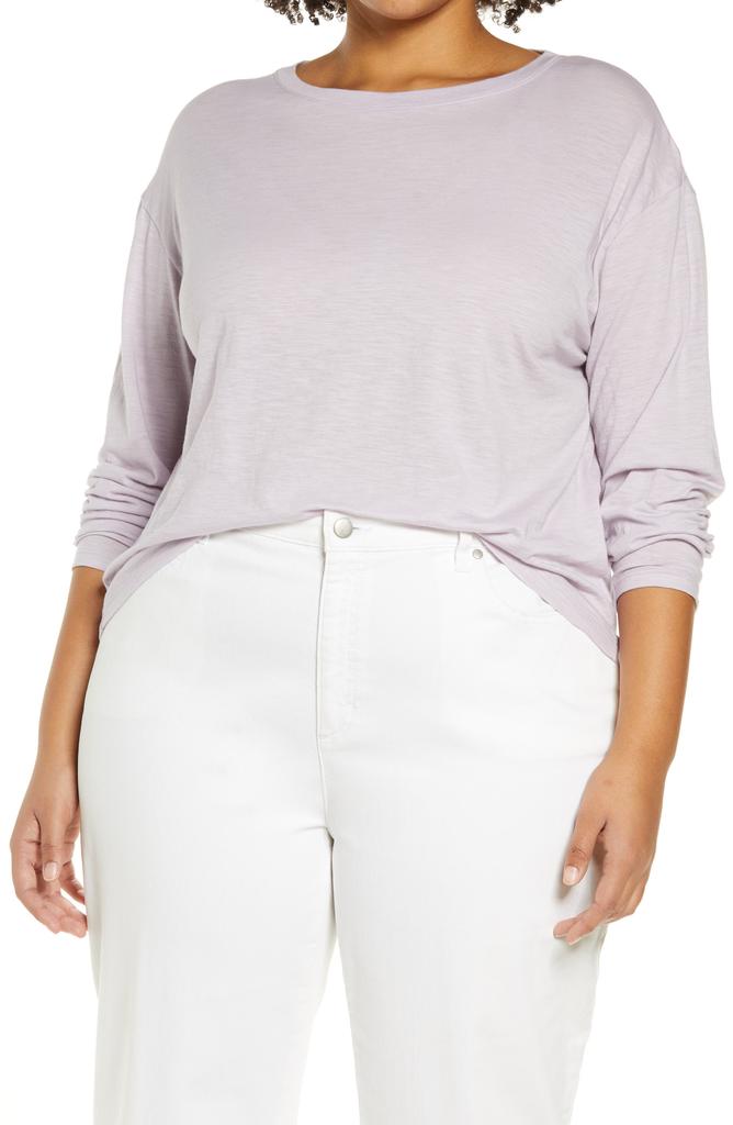 Vince Boxy Long Sleeve Cotton Crewneck Top