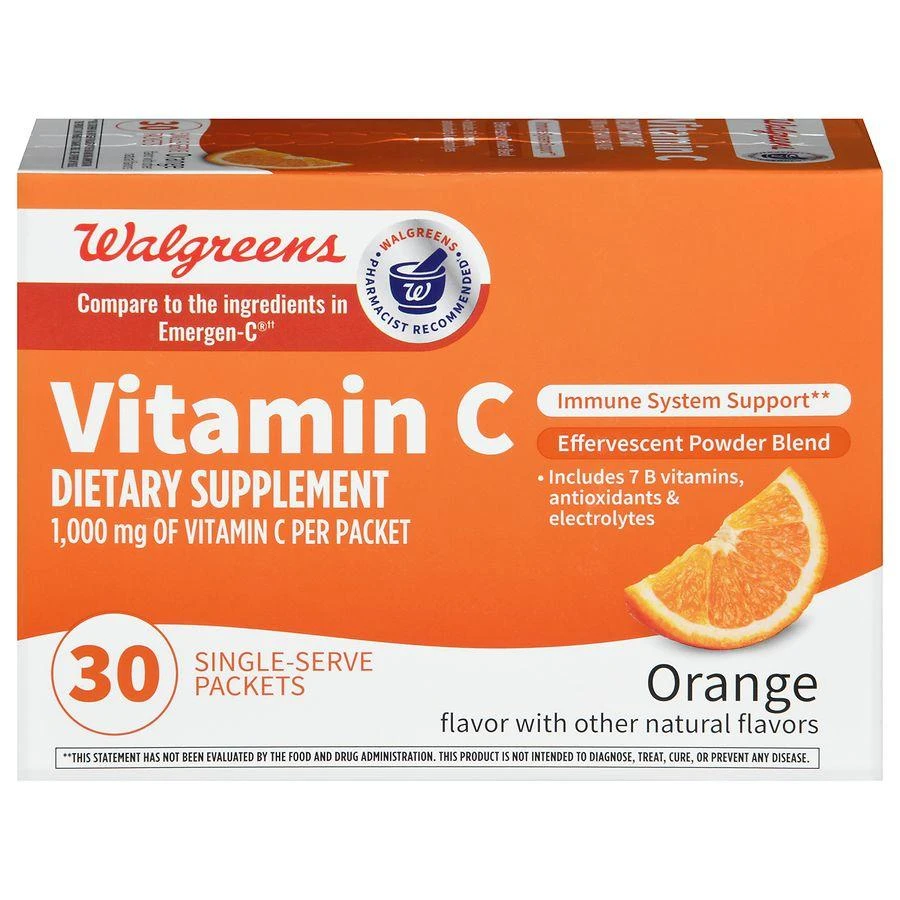 Walgreens Vitamin C Effervescent Powder Blend Packets Orange 1