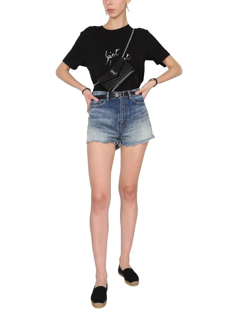 Yves Saint Laurent Saint Laurent Raw-Edge Denim Shorts 4
