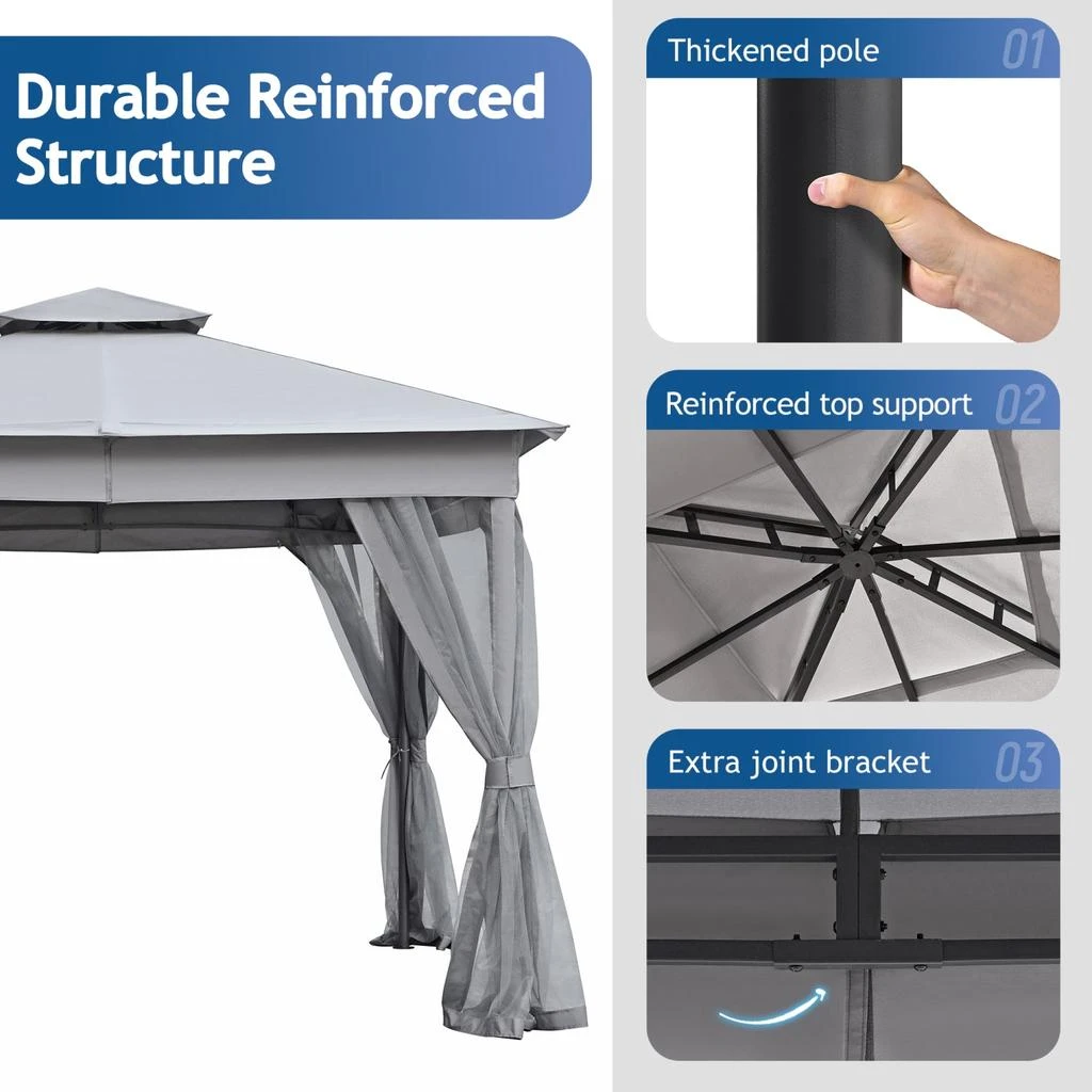 Streamdale Furniture Streamdale 10x10 Outdoor Gazebo Tent with Netting 4