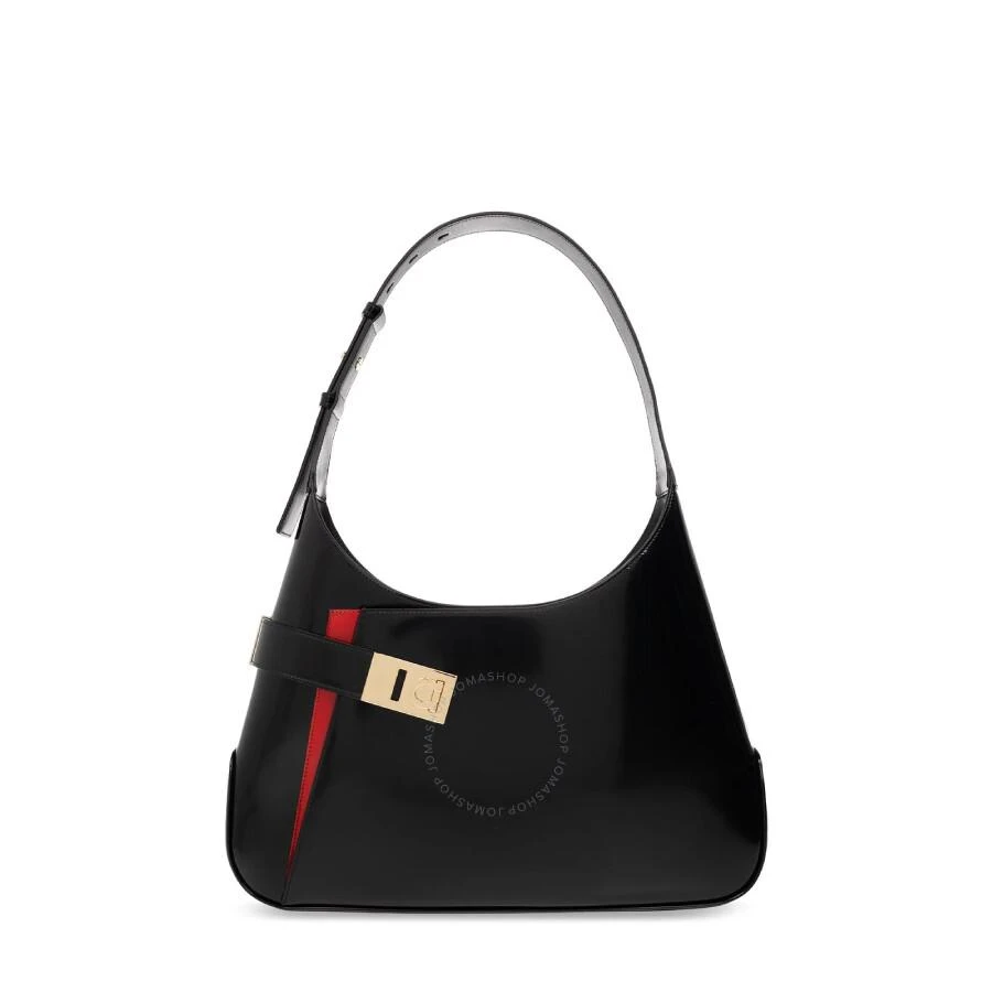 Salvatore Ferragamo Gancini-Buckled Asymmetric Leather Shoulder Bag 1