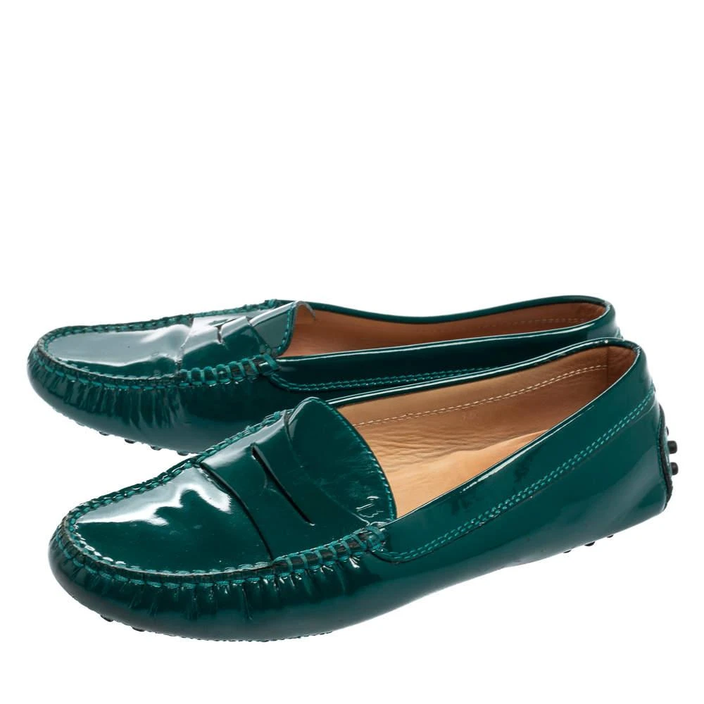 Tod's Tod's Green Patent Leather Gommini Penny Loafers Size 36 4