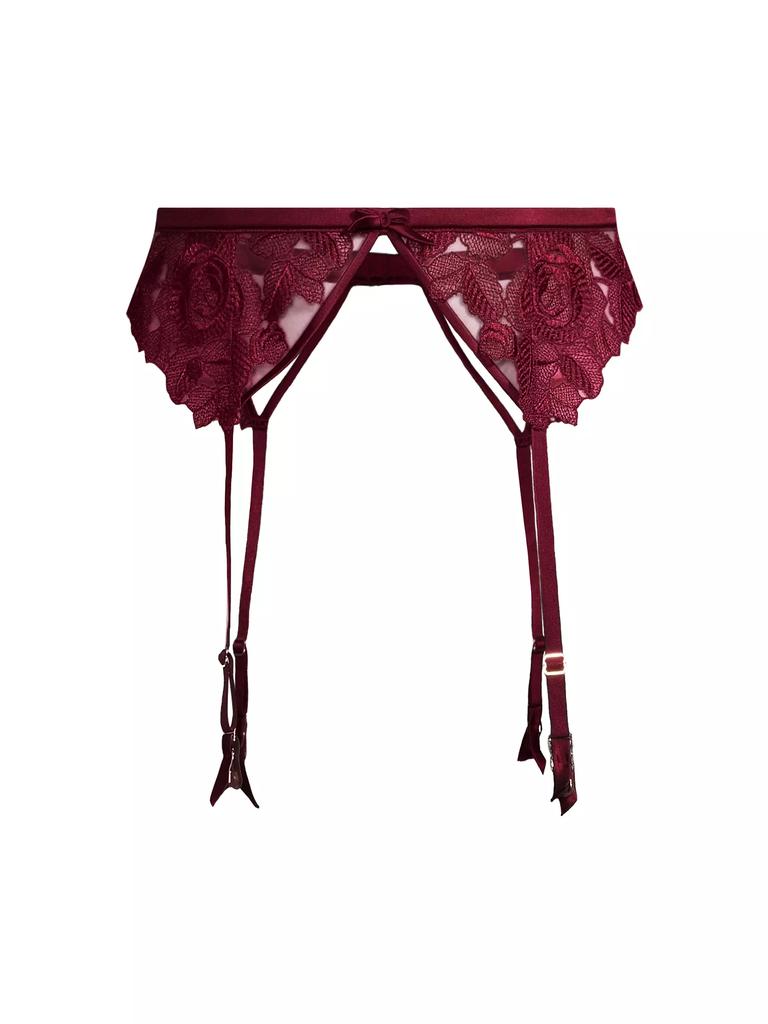 Fleur du Mal Rose Embroidery Garter