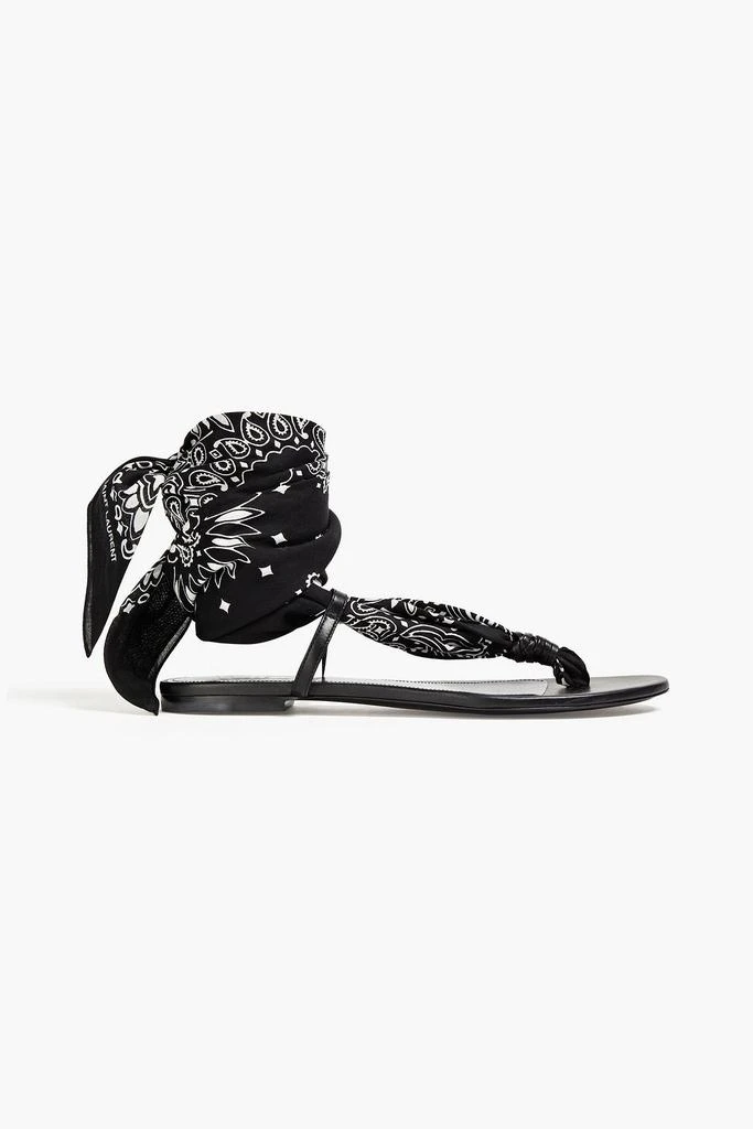 Yves Saint Laurent Dallas leather-trimmed paisley-print woven sandals 1